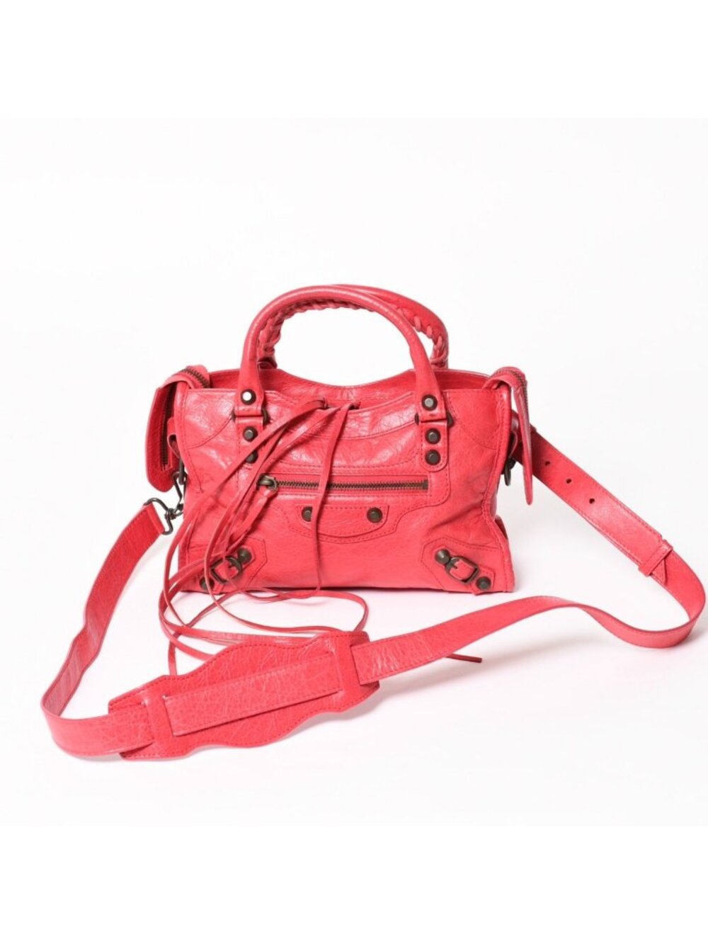 Balenciaga Classic Mini City 2-Way Shoulder Bag Leather Red Pink